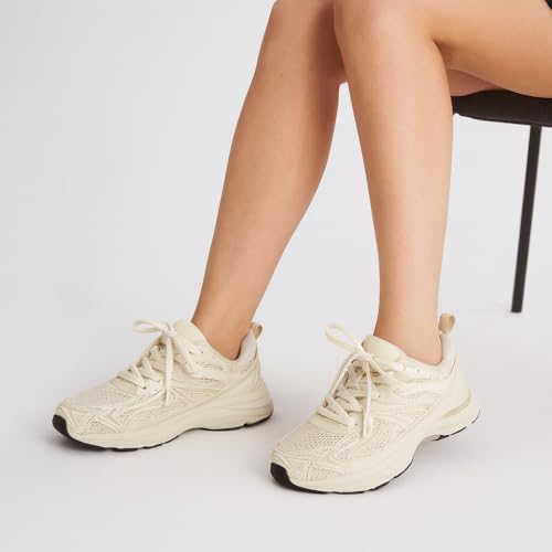 CUSHIONAIRE Sonic Casual Womens Walking Sneakers, Comfortable Lace-Up Chunky Tennis Shoes for Women with Memory Foam4