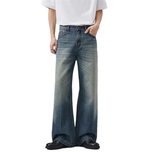 Men's American Retro Washed Gradient Jeans Loose Straight Jeans