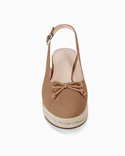 Image of Womens Closed Toe Espadrilles Wedges Shoes Platform Slingback Mid Low Heel Canvas Bow Dress Sandals