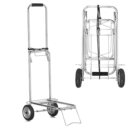 Trendy & Stylish Steel Luggage Heavy Duty Folding Hand Truck, Large Capacity, Silver