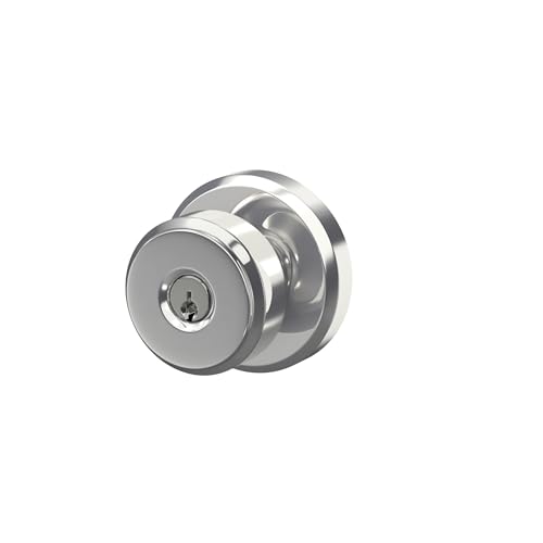 Image of SCHLAGE F51A BWE 625 GSN 619 Bowery Knob with Greyson Trim Keyed Entry Lock, Bright Chrome with Satin Nickel Interior