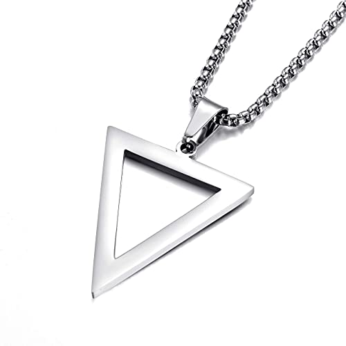 Stainless Steel Geometric Pendant Inverted Triangle Necklace for Men, BFF Necklace for 23