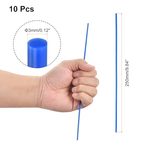 Image of uxcell 10 Pcs Blue Plastic Rods 3 x 250mm ABS Styrene Round Stick Round Solid Bar DIY Model for DIY Toys Building Making Architectural Model Making