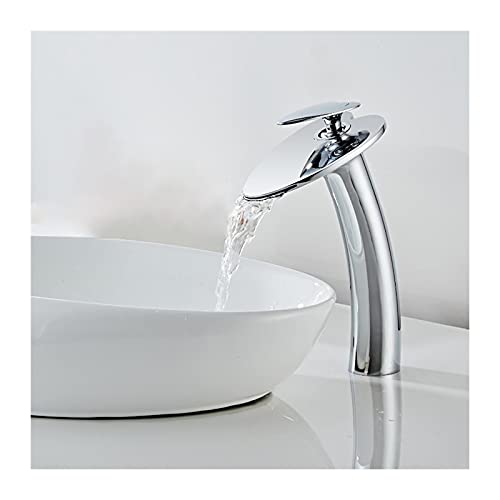 Grifo cascada lavabo baño water-tap cromado sobre cubierta con caída en lámina