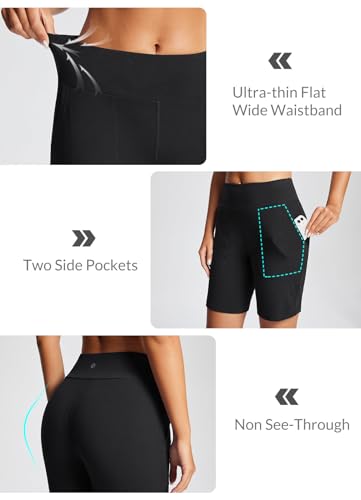 baleaf 8" Bermuda Long Shorts for Women Cotton Athletic Sweat Tummy Control Casual Lounge Summer3