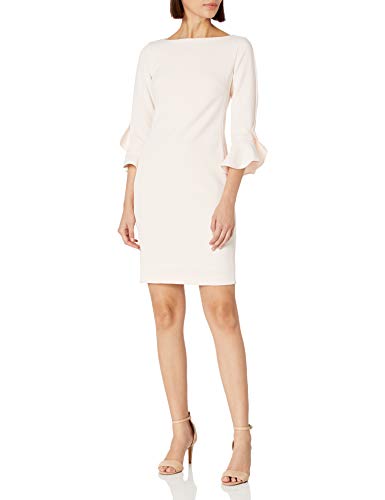 Robe en crêpe de créateur pour femme coupe manches tulipes rose