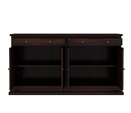 Image of SHIKHA WOOD CRAFT Solid Sheesham Wood Sideboard Cabinet with 2 Drawers and 4-Doors | Multipurpose Wooden Storage Organizer Furniture for Living Room, Kitchen, Crockery, and Bedroom (Walnut Finish)