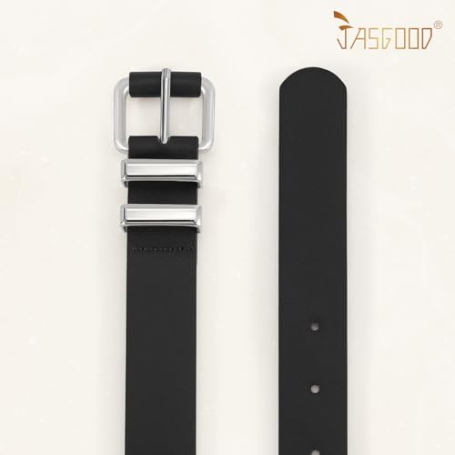 JASGOOD Women Leather Belt with Silver Buckle Fashion Ladies Faux Leather Belt for Jeans Pants Dress3