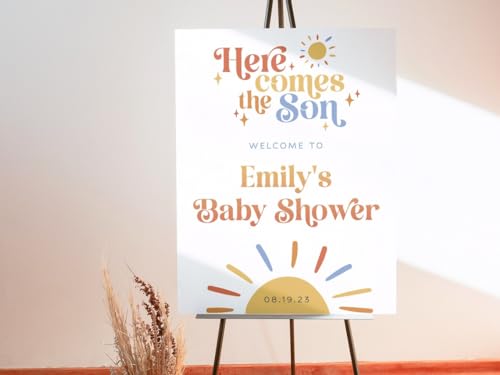Here Comes the Son Baby Shower Welcome Sign, Here Comes the Son Welcome Sign, Sun Baby Shower Welcome, Baby Shower Plastic Yard Sign, Custom Baby Shower Sign, Welcome Baby Shower