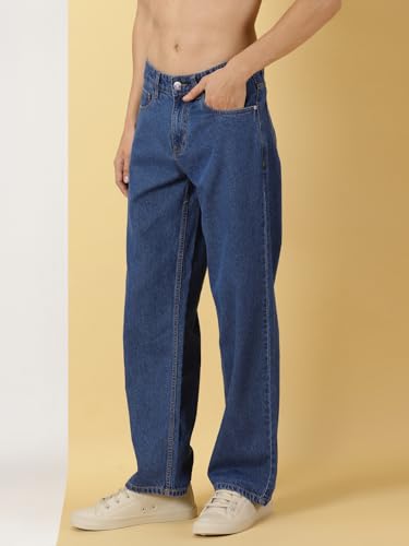 Image of Thomas Scott Men's Relaxed Fit Mid Rise Comfort Clean Look Light Fade Cotton Baggy Jeans