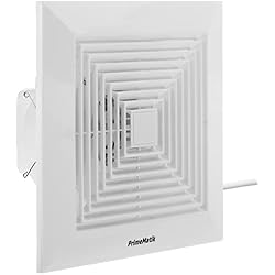 Extractor De Aire 250 Mm PrimeMatik - Ventilador de Escape, Extractor de Aire 250x250 mm, con Rejilla y válvula antirretorno con Salida a 90 Grados extraplano
