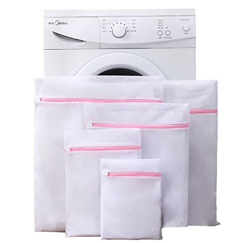 VINUSTO Lot de 5 Filet à Linge Réutilisables, Sacs à Linge, Filet à Linge, Sac à Lavage du Linge à Mailles, Sac de Machine à Laver, pour chemises, manteaux, soutiens-gorge, chaussettes, peluches etc.