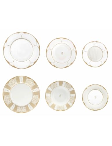 Servizio Piatti 18pz Bianco e Oro Golden Eye In Porcellana