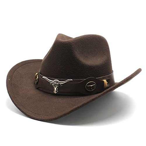 Chapeau western top hat retro ethnique avec rainure en feutre pour look cowboy de conduite