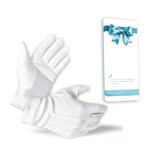 Image of White Cotton Parade Gloves for Marching Band, Parade, Cosplay Costume, and Formal Attire 100% Cotton S, M, XL