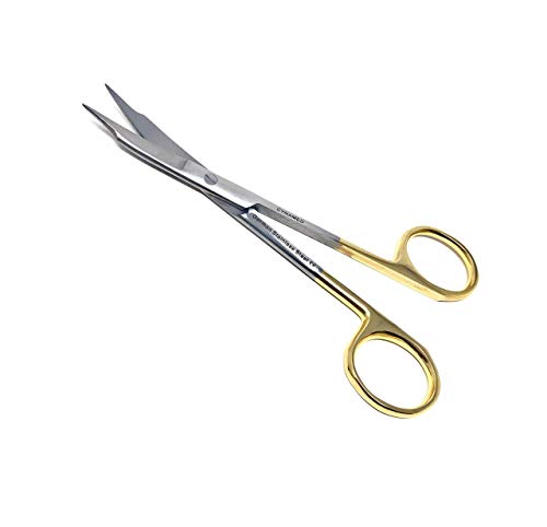 Goldman Fox Scissor 13 cm - Super Cut Sharpness - Premium Quality German Stainless Steel - Gold Handles by Cynamed (Curved Blades)