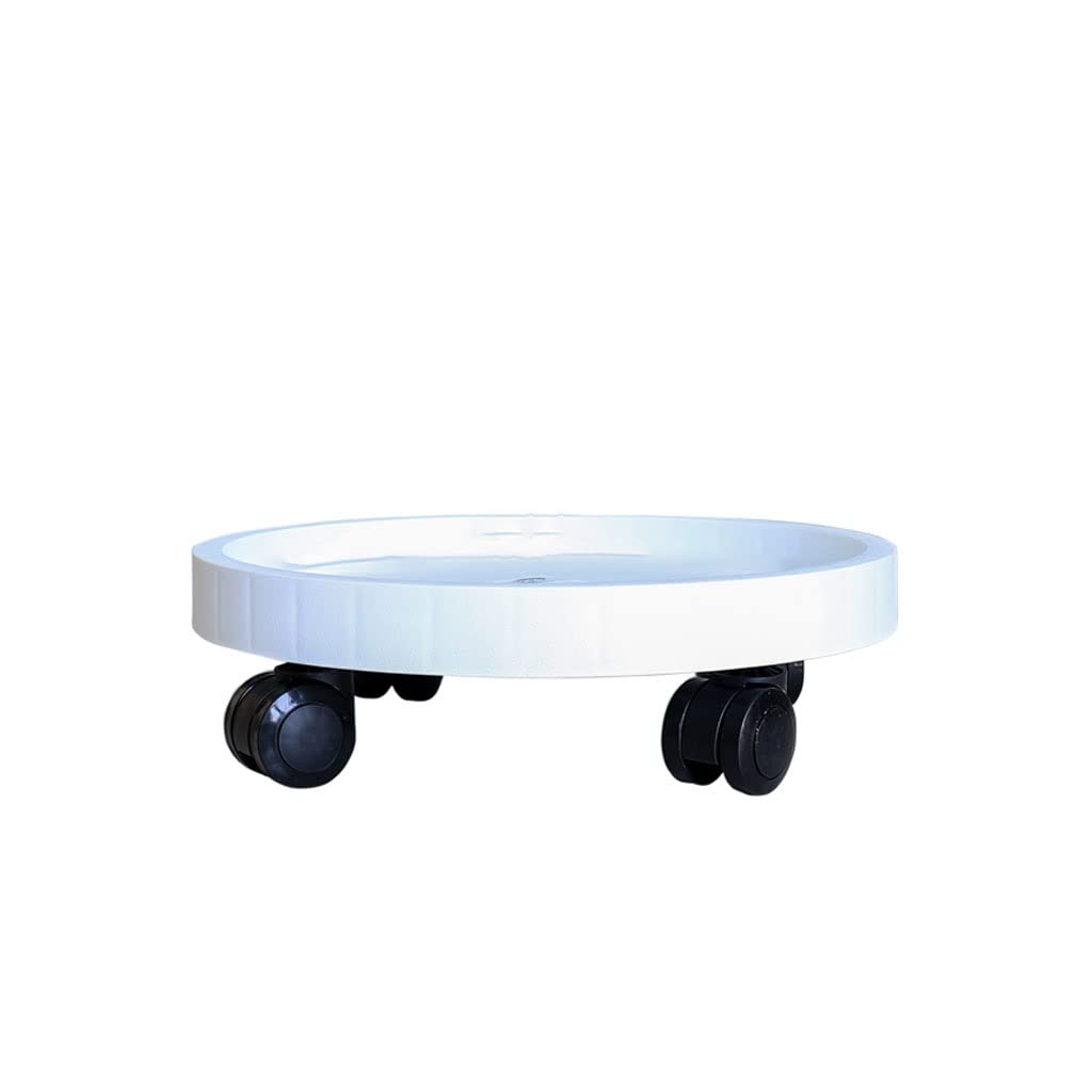 CXVHsertWR rolling plant caddy, Plant Saucers for Outdoors Caddy Flower Pot Tray Wheeled(White,28cm)