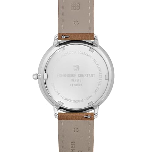 Frederique Constant Swiss Made Classic Quartz Moonphase Silver Stainless Steel Case Watch and Brown Leather Strap Blue Dial, Style:FC-206RN3S63