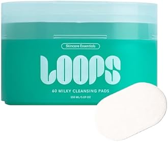 LOOPS Milky Cleanser Korean Skincare - Deep Cleansing and Hydrating Skin Care - Pre-soaked Bamboo Facial Cleansing Pads - Facial Wash with Milky Oil Complex - Oil Cleanser for Face - Pack of 60