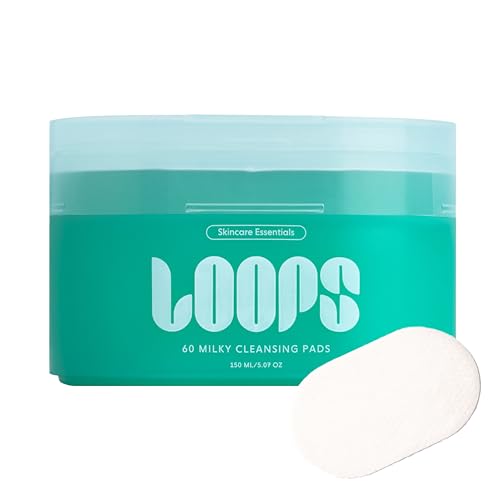 LOOPS Milky Cleanser Korean Skincare - Deep Cleansing and Hydrating Skin Care - Pre-soaked Bamboo Facial Cleansing Pads - Facial Wash with Milky Oil Complex - Oil Cleanser for Face - Pack of 60