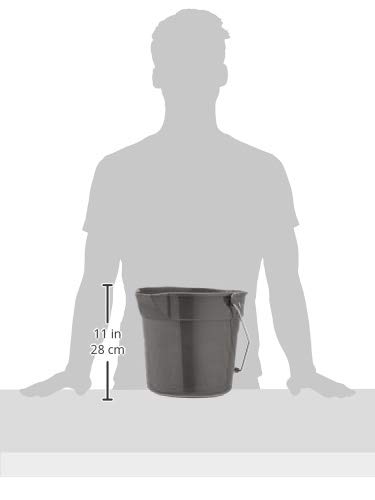 AmazonCommercial 10 Quart Plastic Cleaning Bucket, Grey - 4-pack