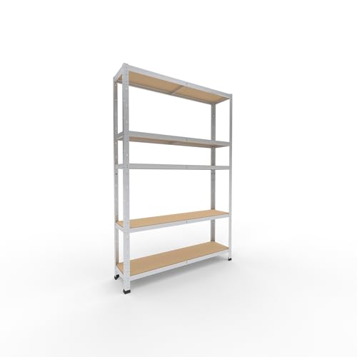 shelfplaza Home 180x120x30 cm Schwerlastregal in verzinkt mit 5 Böden und 175 kg Traglast pro Boden