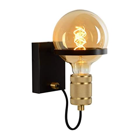 Lámpara de Pared LUCIDE OTTELIEN, 60W, Negro, latón Satinado Cover