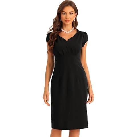 Allegra K Vintage V Neck Sheath Dress Cover