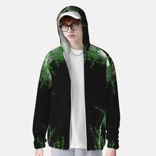 Sudadera con capucha para mujer y hombre con estampado hacker ligera para correr 2