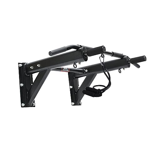 【Heavy Duty Steel Construction】: This wall mounted pull up bar is made of heavy duty steel,which offers great stability and rigidity,supports up to 600 kg.