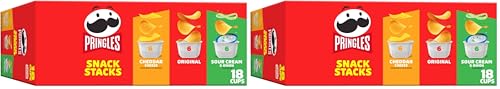 Pringles Potato Crisps Chips, Lunch Snacks, Office and Kids Snacks, Snack Stacks, Variety Pack, 12.9oz Box (18 Cups) (Pack of 2)