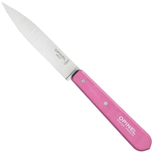 OPINEL Essential No.112 Paring Knife, Plain Edge, Hornbeam Handles, Made in France (Pink)