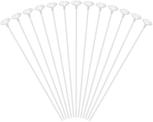 VIDELLY 100 Pieces Balloon Sticks 16inch Bobo Balloons Sticks Clear Plastic Balloon Sticks Holders With Balloon Cups for Party Wedding Birthday Anniversaries Valentine’s Day Decor Party Supplies