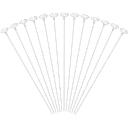 VIDELLY 100 Pieces Balloon Sticks 16inch Bobo Balloons Sticks Clear Plastic Balloon Sticks Holders With Balloon Cups for Party Wedding Birthday Anniversaries Valentineâ€™s Day Decor Party Supplies
