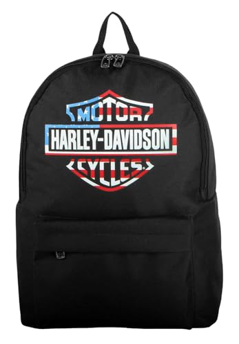 Harley-Davidson Mochila durável com logotipo American Bar & Shield, preta