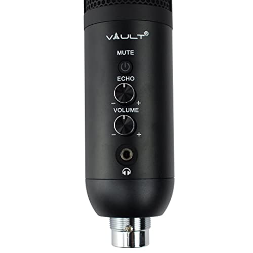 Image of Vault EM-200N USB Condenser Podcast Microphone with Built in Headphone Out Volume /Gain Control and Mute Button for Gaming, Podcasting, Conference Calls, Recording, Singing and Dubbing