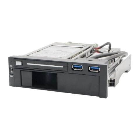 Syba SY-MRA55006 5.25" Bay Tray Less Mobile Rack for 3.5" and 2.5" Sata III HDD with Extra 2 Port USB 3.0, Black/White Cover