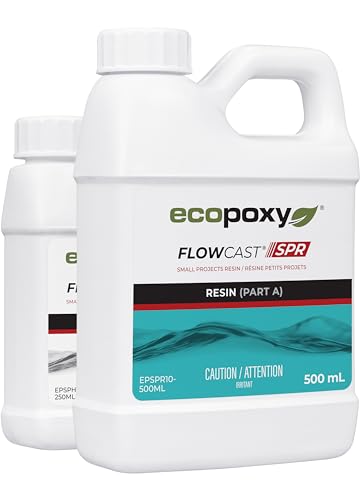 EcoPoxy FlowCast SPR Epoxy Resin Kit - 25 Fl Oz / 750mL: UV & Yellowing Resistant, Bio-Based | Water Clear & Bubble Free Faster Curing Epoxy for Small Pours Castings: Charcuterie Boards & Coasters