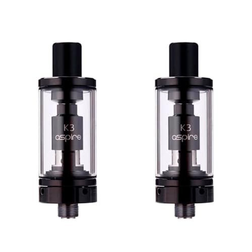TVDC Aspire K3 Tank - Pyrax Glass MTL Vape Tank | Compatible with Nautilus Coils | 510 Thread for Aspire K3 Kit & Mods | 2ml Cartridge, No Nicotine (Pack of 2, Black)