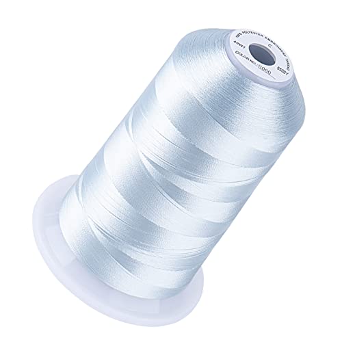 Image of Simthread Embroidery Machine Thread 5000M 40WT Polyester, Light Blue S060 | 5000M 40WT polyester thread feeds smoothly for home or commercial embroidery projects.