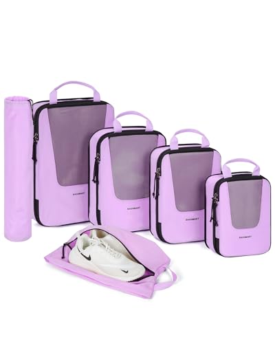 Image of BAGSMART Compression Packing Cubes for Travel, 6 /5 /4set Lightweight Packing Organizers, Summer Travel Essentials Suitcase Organizer Bags Set