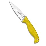 Spyderco Fish Hunter Fixed Blade Knife - Yellow FRN Handle with SpyderEdge, Hollow Grind, H-1 Steel Blade - Includes Boltaron Sheath - FB40SYL