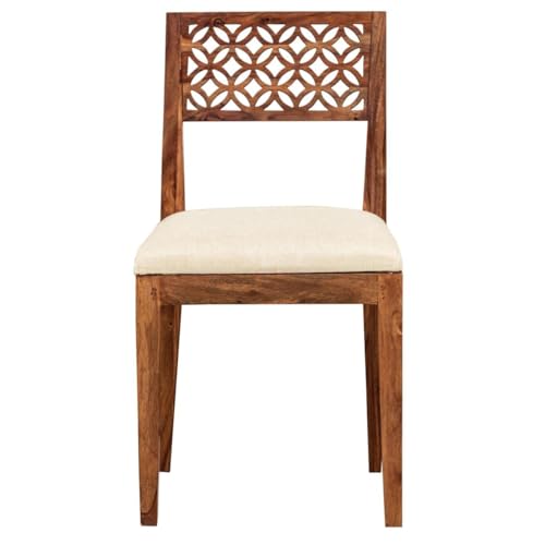 Image of Study Table with Chair | Wooden Study Desk for Students | Solid Sheesham Wood Writing Desk for Adults with Chair | Office Desk (Teak Finish)