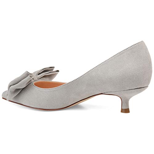 Brinley Co. Womens Pointed Toe Bow Pump Grey, 6.5 Regular US2