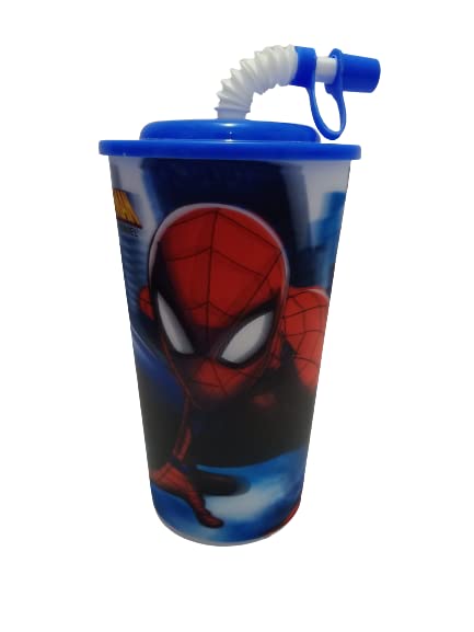 PUTHAK UnequeTrend 3D Look Multi-Color Sipper Glass with Straw for Kids Toddler for Milk/Juice/Water/Soft Drinks, 600 ML (Blue)