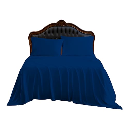 British Home Bedding - Plain Polycotton Percale Flat Bed Sheets - Premium Deluxe Hotel Quality (Royal Blue, King) - Image 3