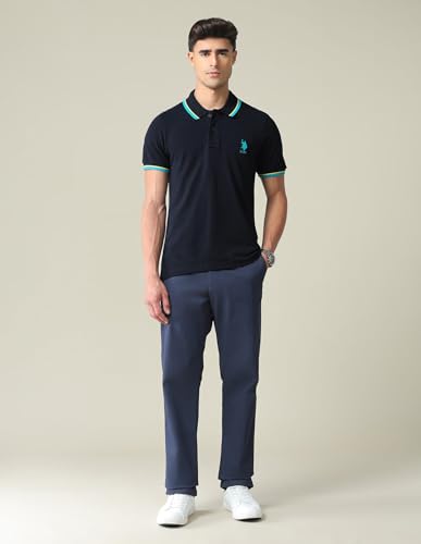 Image of U.S. Polo ASSN. Solid Slim Fit Polo T Shirts for Men - 100% Cotton, Half Sleeves Mens Tshirt