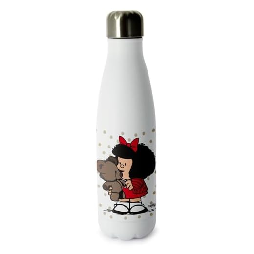 Grafoplás | Botella Térmica Reutilizable | Mafalda Osito | Acero Inoxidable | 500ml | Bebidas Frías (24 horas) y Calientes (12 horas)