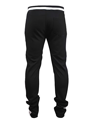 Screenshotbrand-S41700 Mens Hip Hop Premium Slim Fit Track Pants - Athletic Jogger Bottom With Side Taping-Bk/Rd-Small #TOP3
