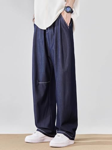 LIXINGHEITANG Tennis Jeans Mens Summer American Trousers Loose Draped straightleg Pants3